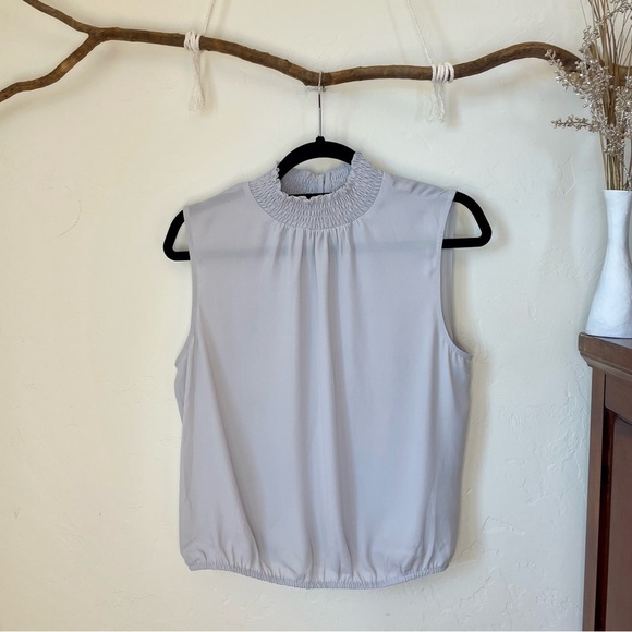 Express Light Gray Sheer Sleeveless Blouse - Picture 1 of 8